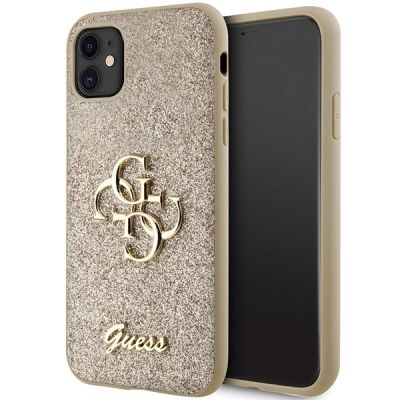 Guess GUHCN61HG4SGD case for iPhone 11 / Xr - gold Glitter Script Big 4G