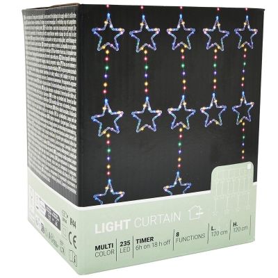 6. CHRISTMAS TREE LIGHTS LIGHT CURTAIN 120x120 CM 235LED MULTICOLOR STARS