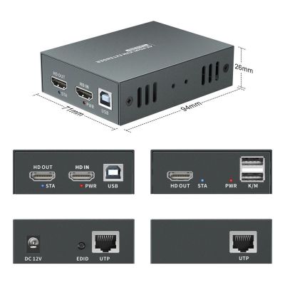 4. LevelOne HVE-8111 AV Extender AV Transmitter and Receiver Black