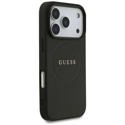 4. Guess Grained Gold Ring MagSafe Case for iPhone 18 Pro / 17 Pro - Black