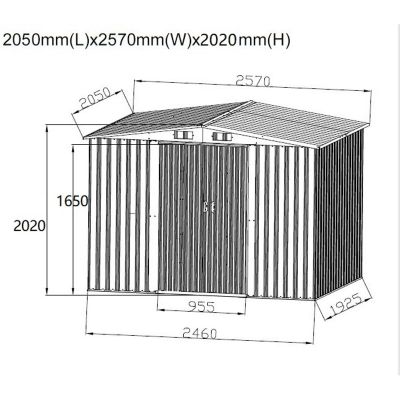2. METAL GARDEN TOOL HOUSE 205X257X202CM