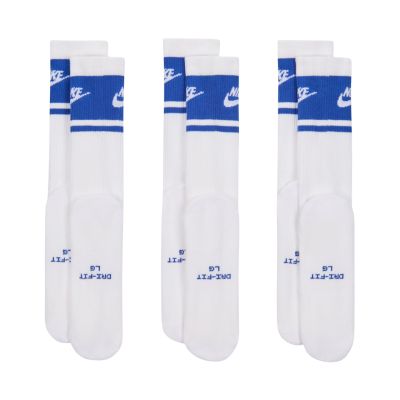 3. Nike Everyday Elevated Crew Socks 3 Pairs White and Blue IM7949 904