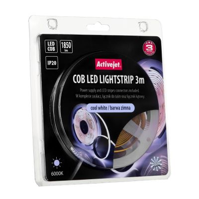 5. 3m COB LED strip with power supply, cold color IP20