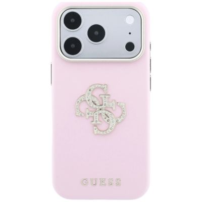 3. Guess Smooth & Big Strass Logo Case for iPhone 18 Pro / 17 Pro - Pink