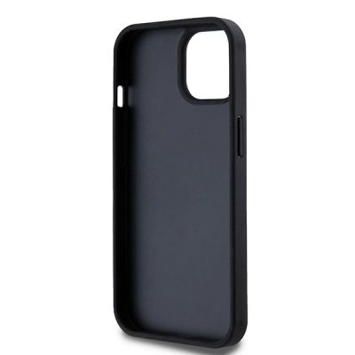 7. DKNY Leather Checkered Mono Pattern & Printed Stripes Case for iPhone 15/14/13 - Black