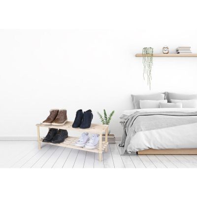 16. SHELVES 2-LEVEL WOODEN SHOE RACK ALPINA