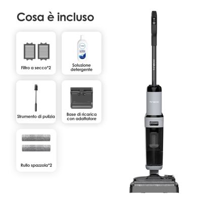 10. Tineco FloorOne i5 Stretch PLUS Upright Vacuum Cleaner Battery Wet and Dry Bagless Gray 2.5 Ah