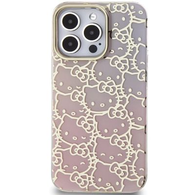 3. Hello Kitty IML Gradient Electrop Crowded Kitty Head Case for iPhone 14 Pro Max - Pink