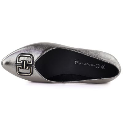 3. Women's ballerinas with decorative heels, silver Potocki SZ12770