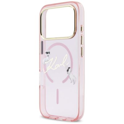 6. Karl Lagerfeld IML Choupettes Karl Script Logo MagSafe Case for iPhone 17 Pro - Pink