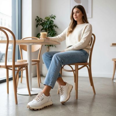10. Leather platform sneakers, white, Filippo DP7498