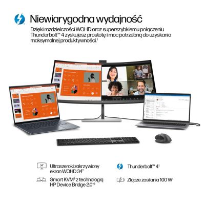 7. HP LED 34” S7 Pro Monitor 734pm (8K157UT) Curved IPS 120Hz WQHD RJ-45 ThunderBolt 4 Camera