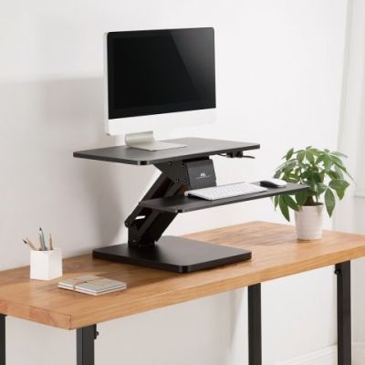 7. Maclean MC-882 Desk Stand for Keyboard, Monitor, or Laptop. For sitting and standing work. Gas spring. Black.