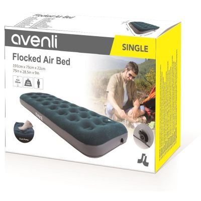 17. FLOCKED MATTRESS FOR 1-PERSON WITH BUILT-IN FOOT PUMP 191x73x22CM 24130