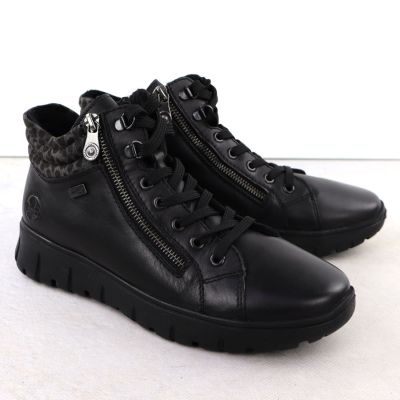 7. Rieker N1305-00 women's leather waterproof ankle boots, black
