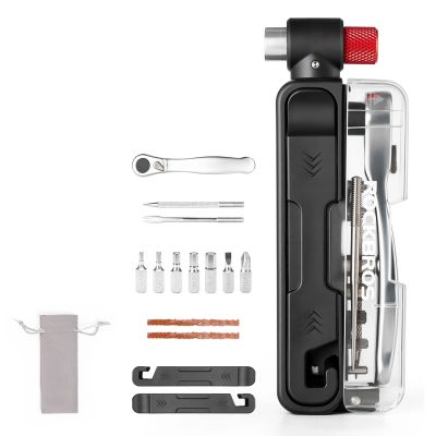3. Rockbros Multitool Bike Tool Set with CO2 Pump and Ratchet Wrench - Black