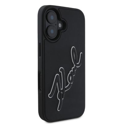 2. Karl Lagerfeld 3D Rubber Signature iPhone 16 Case - Black
