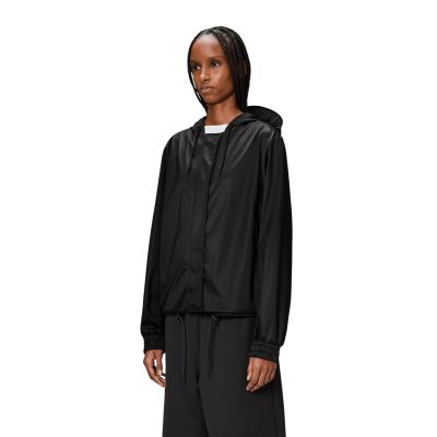 7. Rains Women's Rain Jacket STRING W JACKET W3 18040 84 BLACK GRAIN