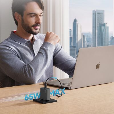 2. Cuktech CUKAD653EUGR 65W GaN Wall Charger 2 x USB-C 1 x USB-A - Gray