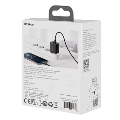 4. BASEUS USB WALL CHARGER, USB-C (BLACK)