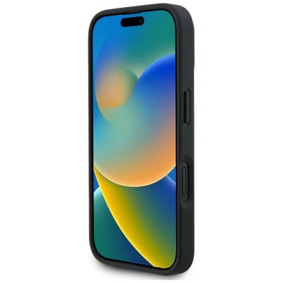 5. Karl Lagerfeld Grained Pattern & Logo MagSafe Case for iPhone 16 - Black