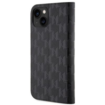 2. Karl Lagerfeld Saffiano Monogram Case for iPhone 13 / 14 / 15 - Black