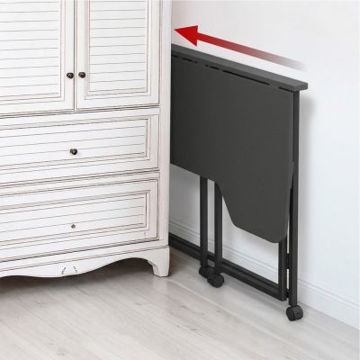 3. MACLEAN FOLDING DESK WITH WHEELS MACLEAN FOLDING DESK TABLE, BLACK, MOBILE, 100X65CM, MAX. 50KG, ANGLED, L-SHAPED, MC