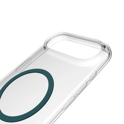 8. Puro Lite Mag TPU+PC Case Compatible with MagSafe for iPhone 17 Air - Transparent with Turquoise Ring