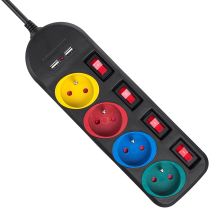 MACLEAN POWER STRIP 4 OUTLETS 2XUSB MCE229B