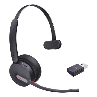 Yealink WH64 Hybrid Mono Teams Headset Wireless Headband Office/Call Center Micro-USB Bluetooth Black