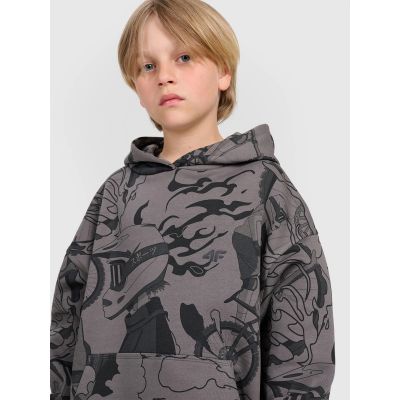 6. Boy's sweatshirt with hood, open, 4F 4FJRAW25TSWSM2343-90A