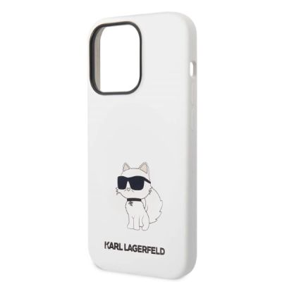 6. Karl Lagerfeld Silicone Choupette case for iPhone 14 Pro Max - white