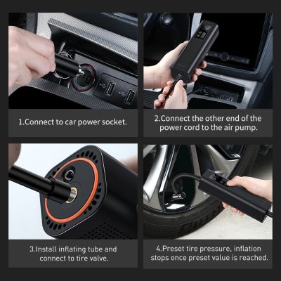 20. Baseus CRCQ000001 Mini Tire Compressor for Cigarette Lighter Socket - Black