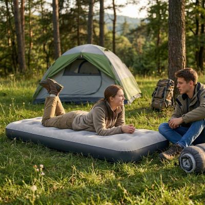 3. FLOCKED MATTRESS 1-PERSON GRAY 191x73x22CM 24637