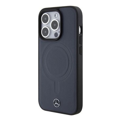 2. Mercedes Smooth Leather MagSafe case for iPhone 15 Pro - navy blue
