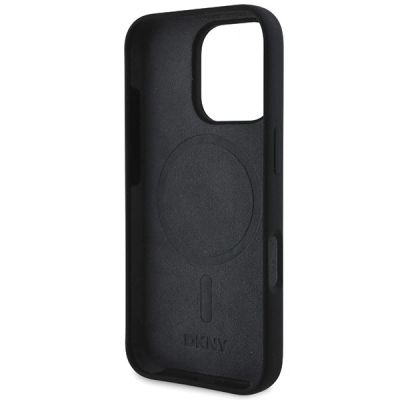 9. DKNY Silicone White Printed Logo MagSafe iPhone 16 Pro Case - Black