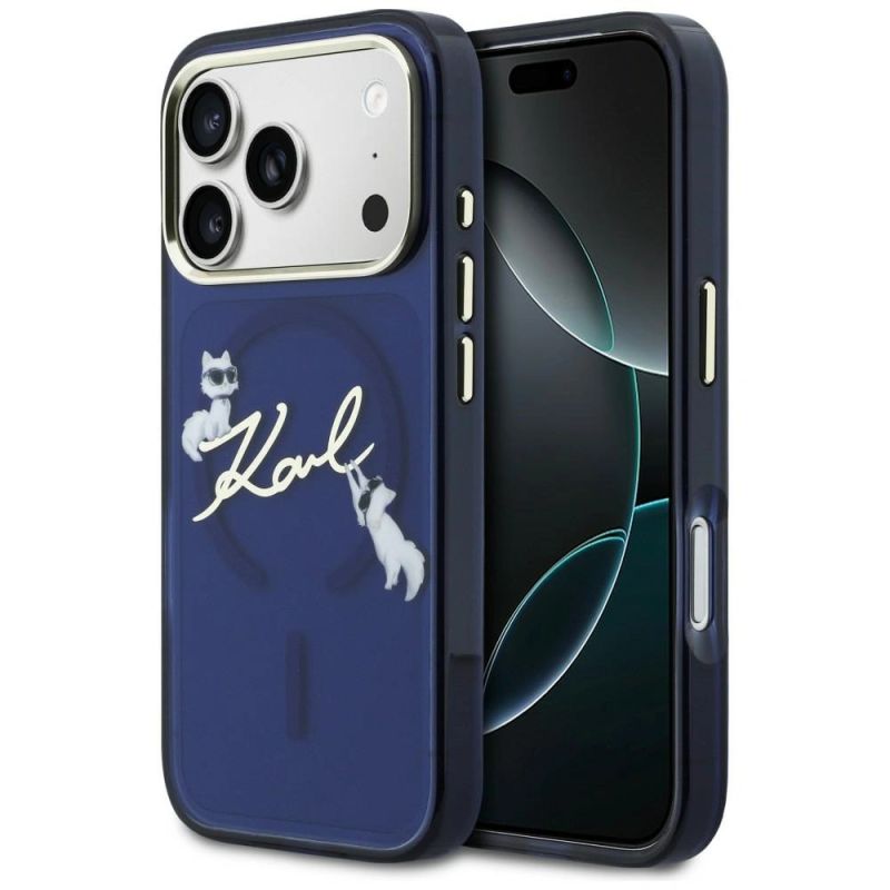 Karl Lagerfeld IML Choupettes Karl Script Logo MagSafe Case for iPhone 17 Pro - Blue