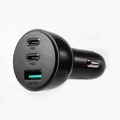 7. Joyroom 70W car charger with 3 ports: USB, 2 x USB C black (JR-CL26)
