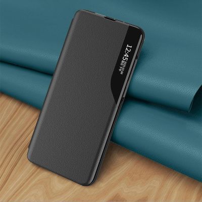 10. Eco Leather View Case elegant case with a flap and stand function for Samsung Galaxy A73 blue