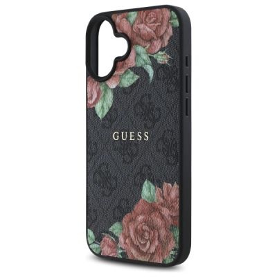 6. Guess GUHMP16SP4ROPEMCK iPhone 16 6.1" black/black hardcase 4G Flowers Print MagSafe