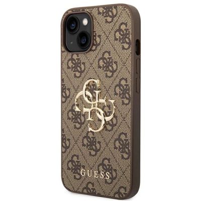 2. Guess 4G Big Metal Logo Case for iPhone 14 - Brown
