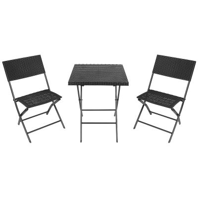 20. BALCONY FURNITURE SET TABLE 58X58X70CM AND 2 BLACK CHAIRS