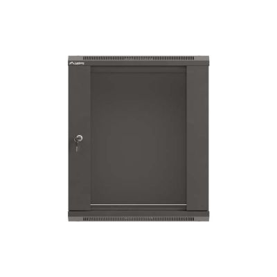 16. LANBERG WALL-MOUNTED RACK CABINET 19" 12U 540X350 BLACK GLASS DOOR (FLAT PACK)