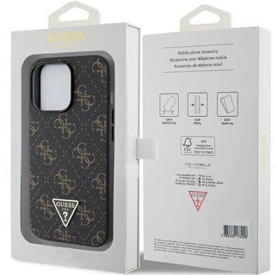 8. Guess 4G Triangle Metal Logo case for iPhone 14 Pro - black