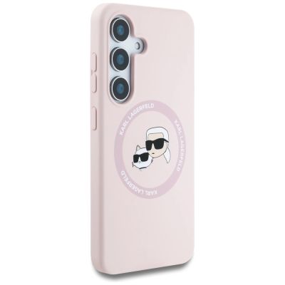 4. Karl Lagerfeld Silicone Double Heads And Circle MagSafe Samsung Galaxy S25 Case Pink