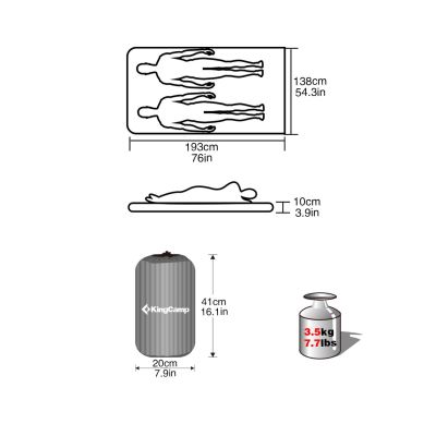 3. KING CAMP Double Blue Air Mattress with Pump - KM3589