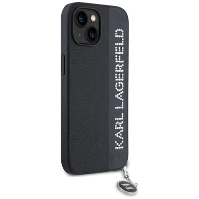 4. Karl Lagerfeld Saffiano Rhinestones & Charm case for iPhone 15 / 14 / 13 - black
