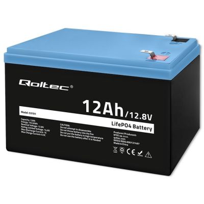 8. Qoltec LiFePO4 Lithium Iron Phosphate Battery 12.8V 12Ah 153.6Wh BMS