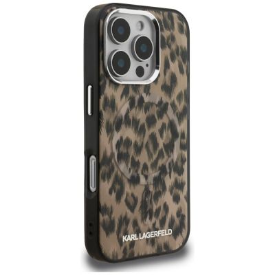 4. Karl Lagerfeld IML Leopard Pattern MagSafe Case for iPhone 16 Pro Max - Brown