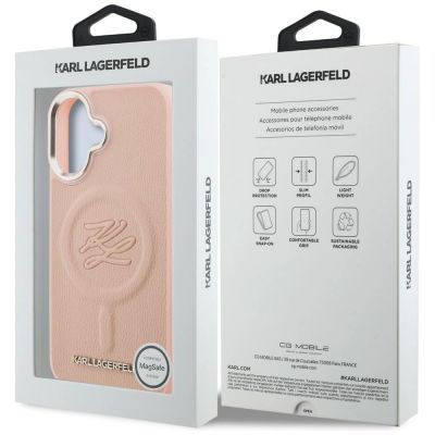 8. Karl Lagerfeld Initial & Metal Logo MagSafe iPhone 16 Case - Pink
